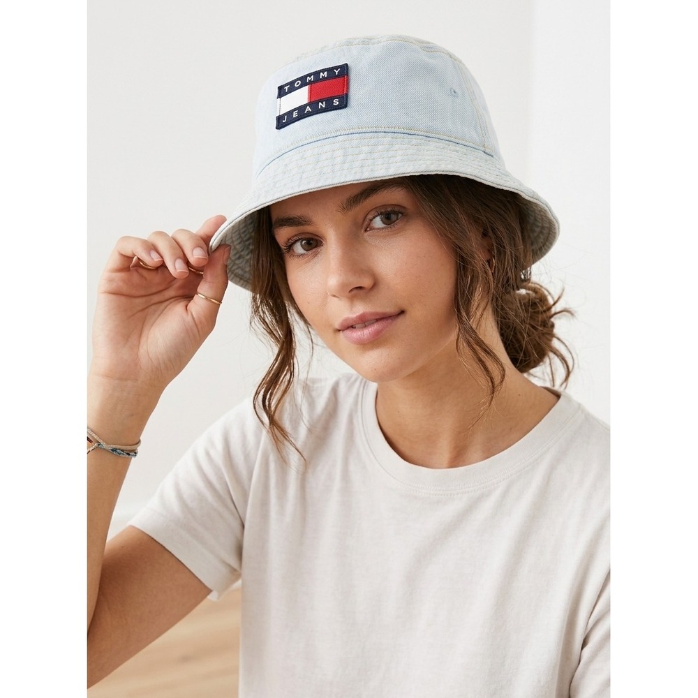 Tommy Jeans Denim Bucket Hat Front Patch Patchwork 100% cotton Size S/M Unisex